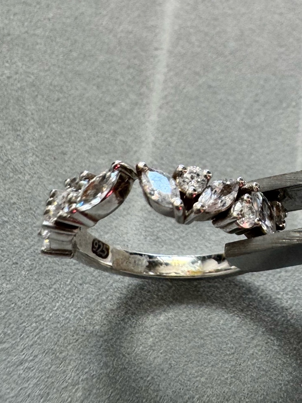 Sterling Silver Cubic Zirconia Band - Marquise & Round Accents Size 4